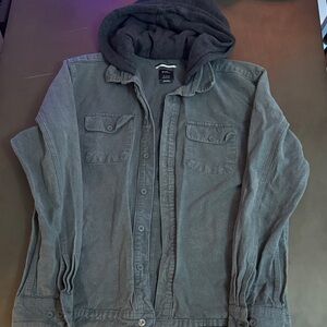 RVCA Men's Hooded Shirt Jacket in Charcoal